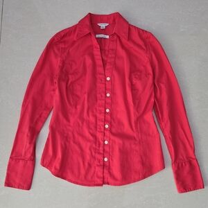 Calvin Klein Non-Iron Button-Down Collared Shirt - Watermelon Hot Pink - Size XS